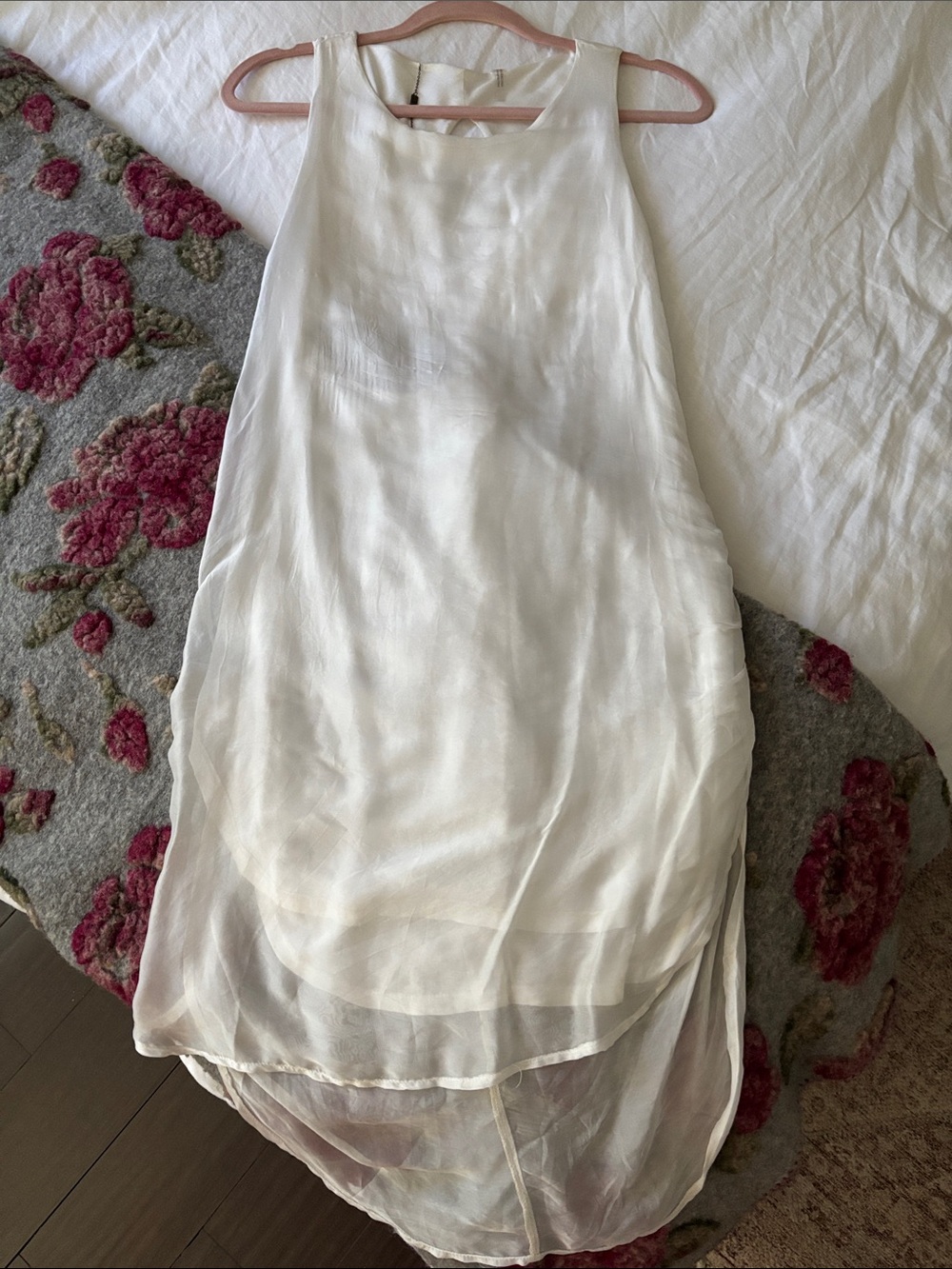 YFB Ivory Satin Sheer Maxi Dress XS